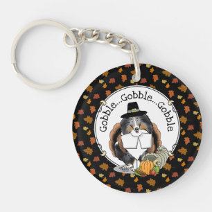 Thanksgiving Shetland Sheepdog (blue merle) Funny Sleutelhanger