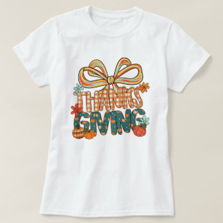 Thanksgiving Shirt – Cute Fall Plaid Design Bow