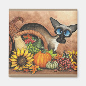 Thanksgiving Siamese Chat par Bihrle Magnet (Devant)