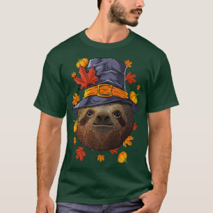 Thanksgiving Sloth Pilgrim Costume Herfst najaar T-shirt