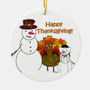 Thanksgiving Sneeuwmannen Keramisch Ornament