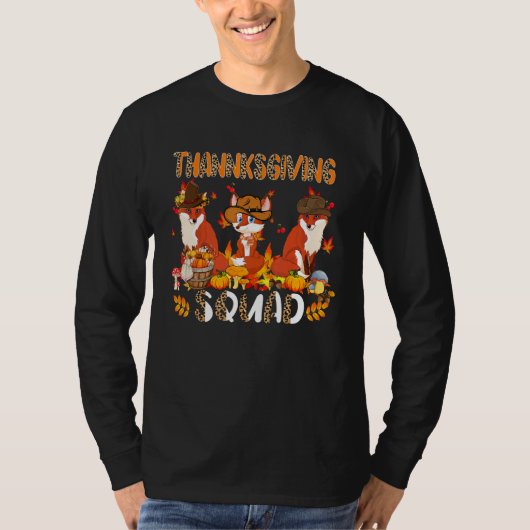 Thanksgiving Squad Leopard Three Fall Foxes Wearin T-shirt (Voorkant)