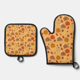 Thanksgiving Sticker Pattern Ovenwant & Pannenlap Set