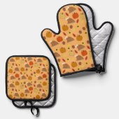 Thanksgiving Sticker Pattern Ovenwant & Pannenlap Set (Voorkant / Achterkant)