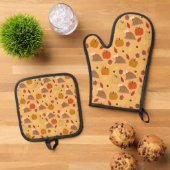 Thanksgiving Sticker Pattern Ovenwant & Pannenlap Set (Top down)