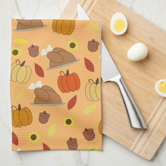 Thanksgiving Sticker Pattern Theedoek (Quarter Fold)