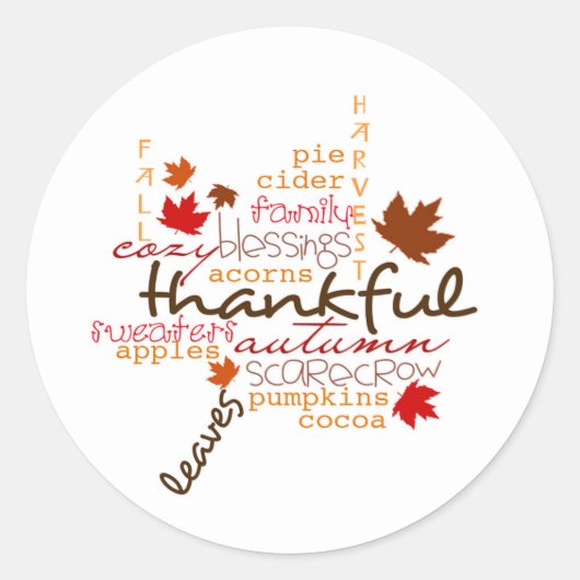 Thanksgiving Stickers/Typografie Ronde Sticker (Voorkant)