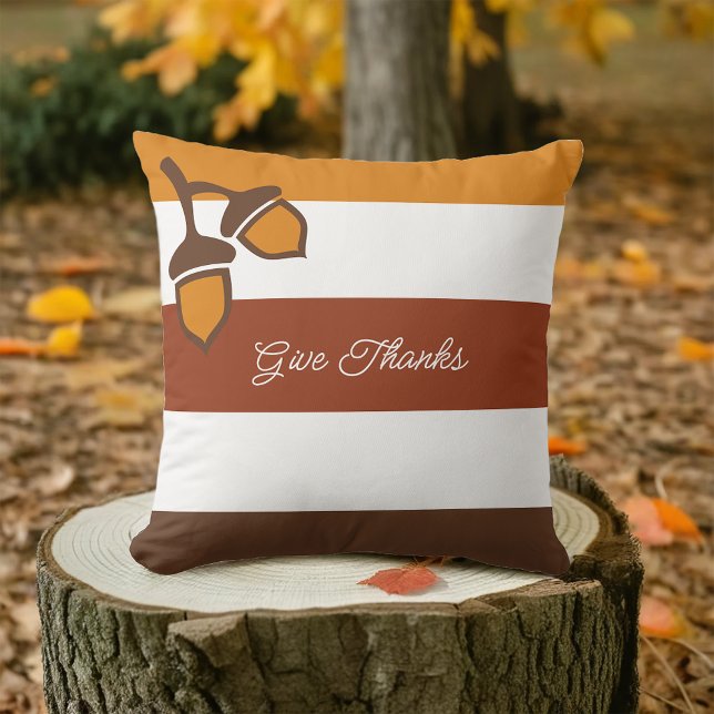Thanksgiving Strepen en eikels Buitenkussen (Creator heeft geüpload)