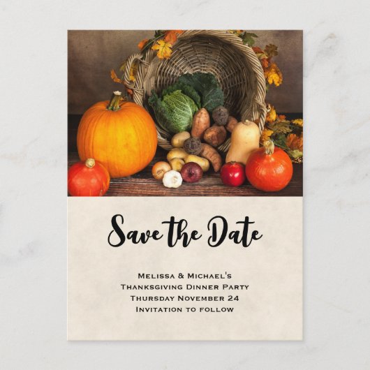 Thanksgiving Tafel overvloedige oogst Opslaan Datu Uitnodiging Briefkaart (Voorkant)