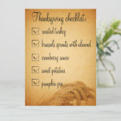 Thanksgiving Tarwe Food Checklist Kaart (Staand voorkant)