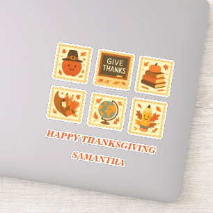 Thanksgiving Teacher Stamp Collage feestelijke H Sticker
