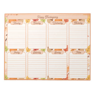 Thanksgiving Tear Away Weekplanner Notitieblok