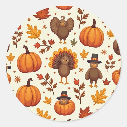 Thanksgiving tekens ronde sticker (Voorkant)