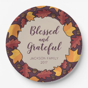 Thanksgiving terugval verlaat gemorst grateful papieren bordje
