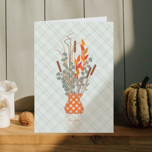 Thanksgiving Thankful Fall Arrangement plié carte