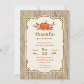 Thanksgiving Thankful Fall Citrouille Invitation (Devant)