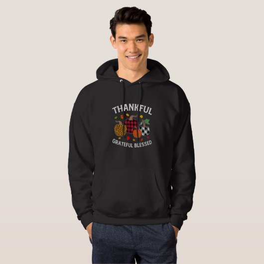 Thanksgiving Thankful Grateful Blessed Leopard Pla Hoodie (Voorkant volledig)