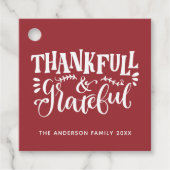 Thanksgiving Thankful & Grateful Herfst Harvest Bedankjes Labels (Voorkant)