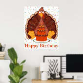 Thanksgiving Tijd Happy Birthday Poster (Thuiskantoor)
