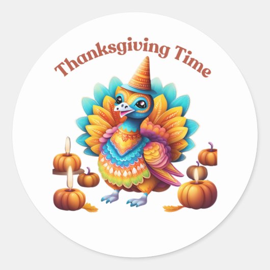 Thanksgiving tijd ronde sticker (Voorkant)