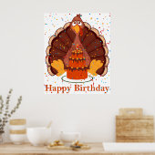 Thanksgiving Time Happy Birthday Poster (Cuisine)