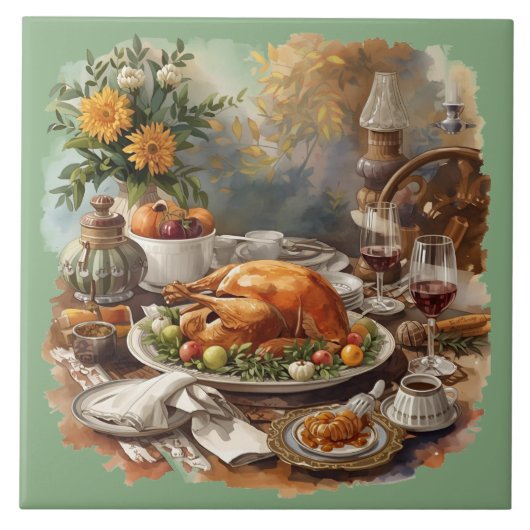 Thanksgiving, traditionele gerechten tegeltje (Voorkant)