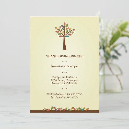 Thanksgiving Tree Dinner Party Invitation (Debout devant)