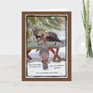 Thanksgiving Trio of Turkeys Card - Blessings Feestdagen Kaart