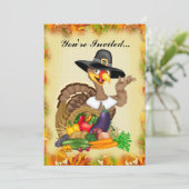 Thanksgiving Turkey ajouter des mots Invitation (Debout devant)