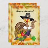 Thanksgiving Turkey ajouter des mots Invitation (Devant / Derrière)