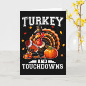 Thanksgiving Turkey And Touchdowns Footbyll Men Ki Kaart (Gele Bloem)