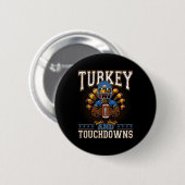 Thanksgiving Turkey And Touchdowns Footbyll Men Ki Ronde Button 5,7 Cm (Voorkant /achterkant)