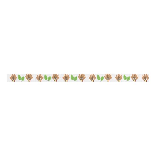 Thanksgiving Turkey Boy Girl Greenery Grosgrain Lint (Voorkant)