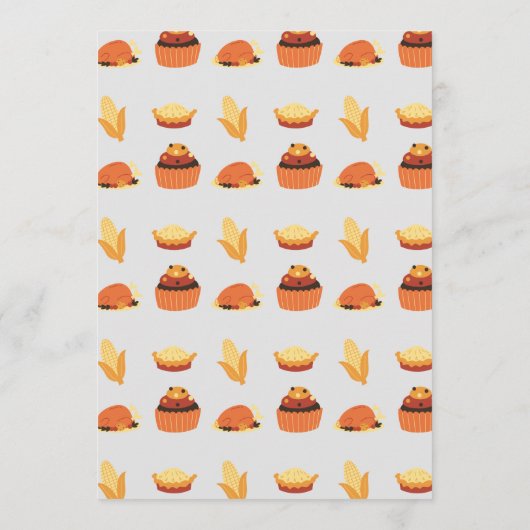 Thanksgiving Turkey Corn Cupcake Pie Dîner Menu (Dos)