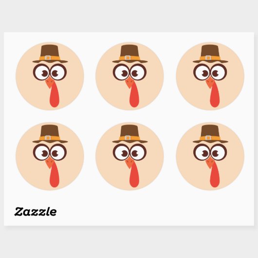 Thanksgiving Turkey Cute Funny Gekke Face Cartoon Ronde Sticker (Vel)