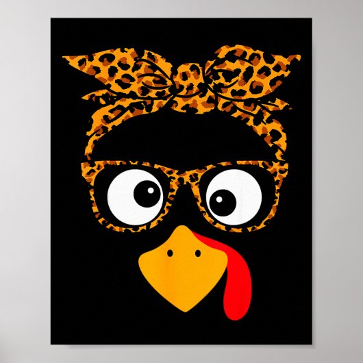 Thanksgiving Turkey Face Leopard Print Gles Autumn (Voorkant)