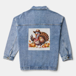 Thanksgiving turkey fall denim jacket