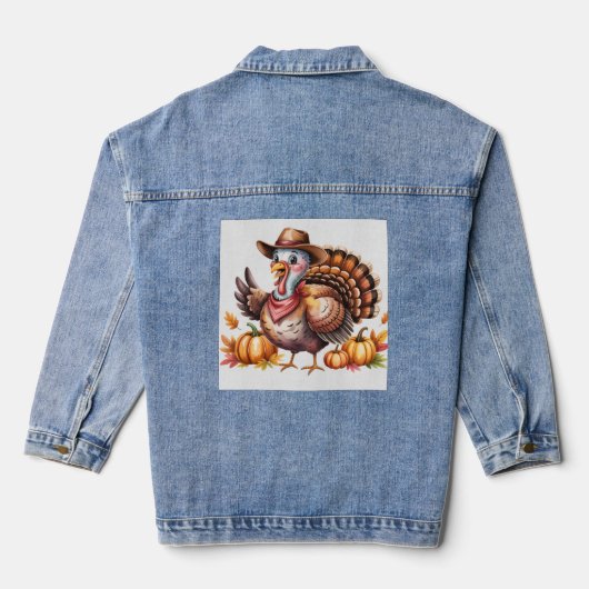 Thanksgiving turkey fall  denim jacket (Achterkant)