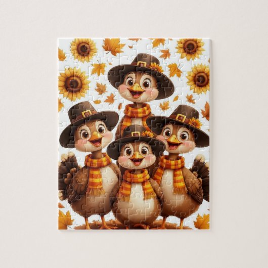 Thanksgiving Turkey Family Puzzle – Cute Fall Gift (Vertical)