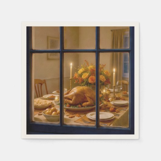 Thanksgiving Turkey Feast In Window Servet (Voorkant)