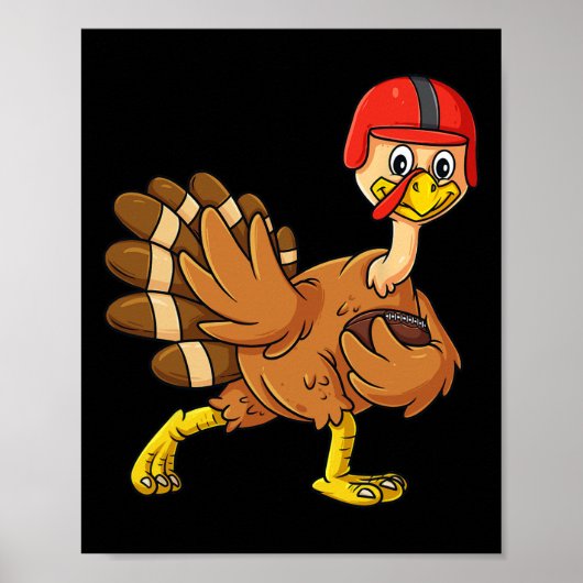 Thanksgiving Turkey Football Player Trophy Award P Poster (Voorkant)