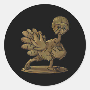 Thanksgiving Turkey Football Player Trophy Award Ronde Sticker