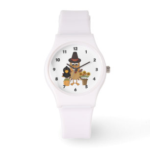 Thanksgiving Turkey Friends Horloge