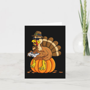 Thanksgiving Turkey Gamer Pumpkin Boys Kinder Tien Kaart