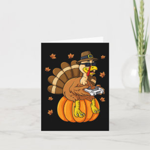 Thanksgiving Turkey Gamer Pumpkin Boys Kinder Tien Kaart