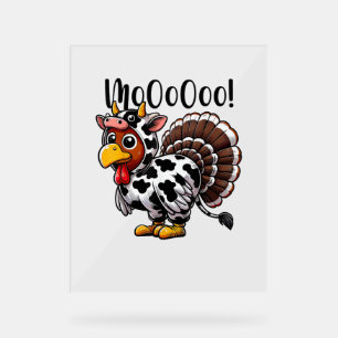 Thanksgiving Turkey Moo Cow Head Funny Fall Men Wa
