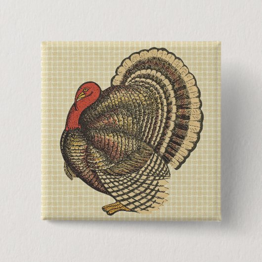 Thanksgiving Turkey Pin Vierkante Button 5,1 Cm (Voorkant)