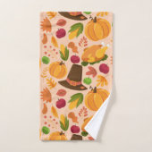 Thanksgiving Turkey Pumpkin Herfst Pattern Handdoek (Handdoek)