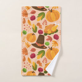 Thanksgiving Turkey Pumpkin Herfst Pattern Handdoek
