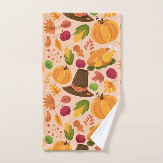Thanksgiving Turkey Pumpkin Herfst Pattern Handdoek (Handdoek)